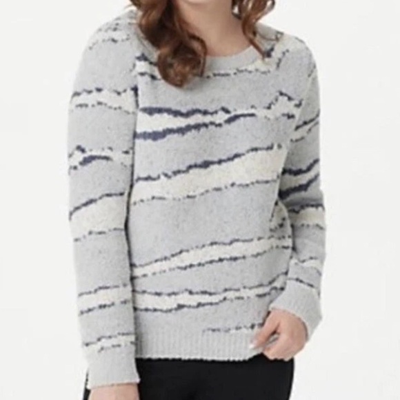 Barefoot Dreams Sweaters - Barefoot Dreams CozyChic Seaside Crew-Neck Pullover Sweater Ocean Zebra